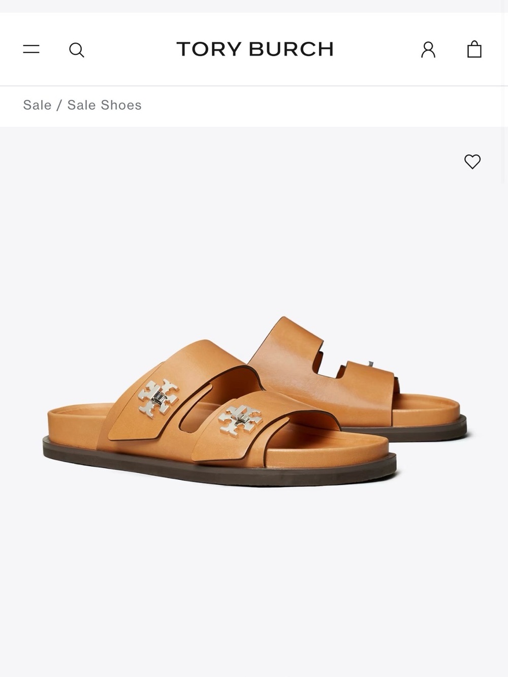 Tory Burch Double Strap Turnlock Slide — Cognac Leather size 7 - Picture 4 of 4